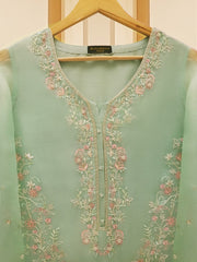 3 Piece - Pure Organza Embroidered Suit S109167