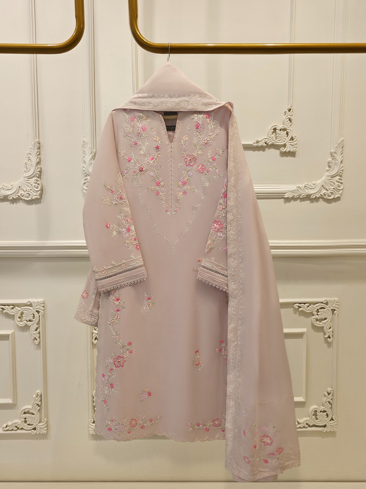 2 Piece - Embroidered Kora Cotton Silk Suit S111913