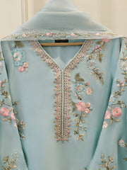 3 Piece - Pure Organza Embroidered Suit S111618