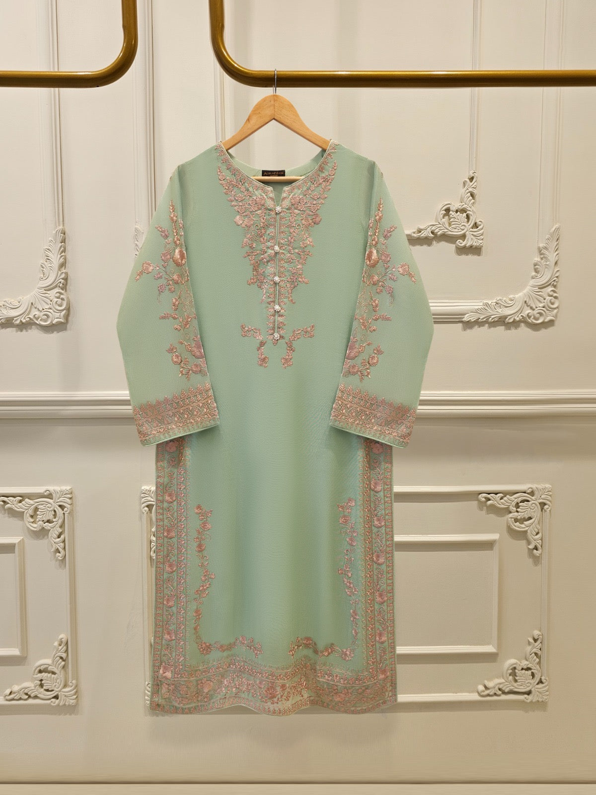 2 Piece - Pure Embroidered Cotton Net Suit S111876