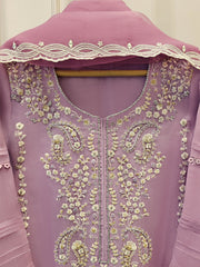 3 Piece - Pure Organza Embroidered Suit S111626