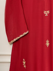 3 Piece - Pure Cotton Net Embroidered Suit S111325