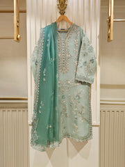 3 Piece - Pure Organza Embroidered Suit S111420