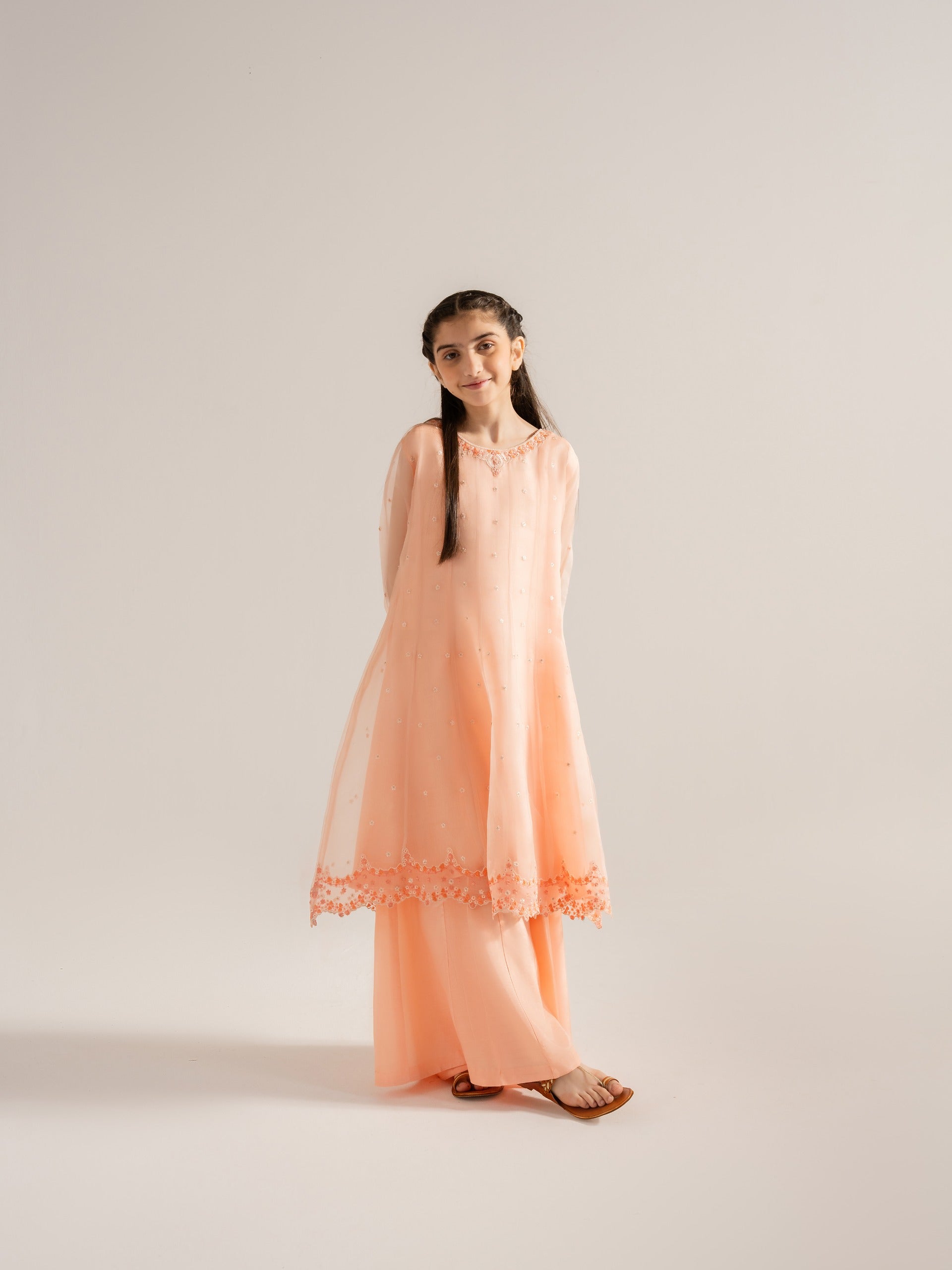 (Kids) 2 Piece - Embroidered Organza Suit KD-006 Main image