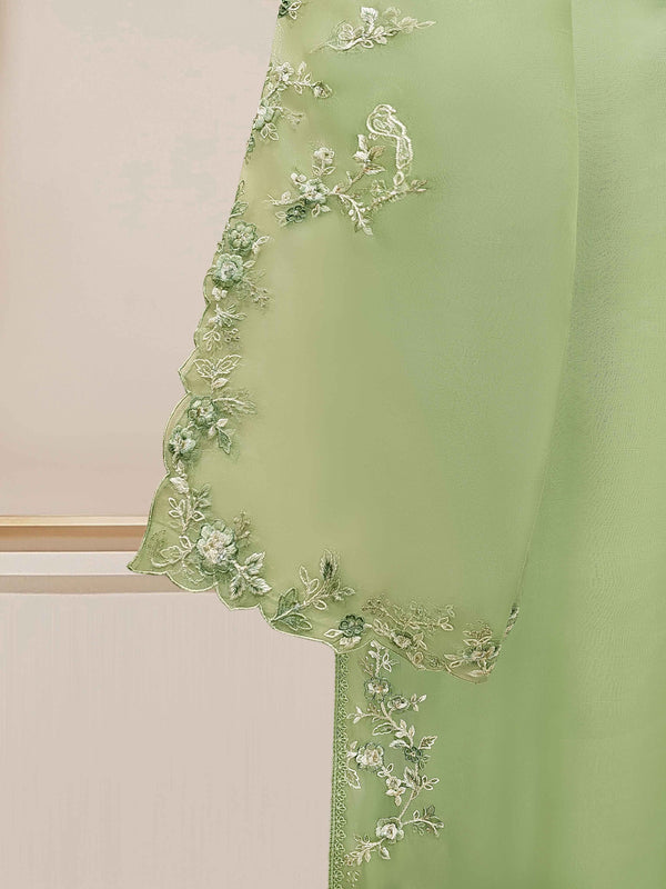 3 Piece - Pure Organza Embroidered Suit S110098