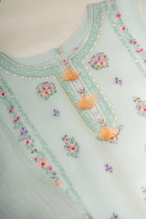 (Kids) 2 Piece - Embroidered Cotton Net Suit KD-018
