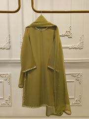 3 Piece - Pure Silk Net Embroidered Suit S111930