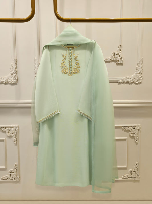 3 Piece - Pure Embroidered Cotton Net Suit S111958