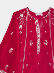 (Kids) 3 Piece - Embroidered Cotton Net Suit FKD-077
