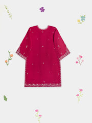 (Kids) 3 Piece - Embroidered Cotton Net Suit FKD-077