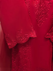 3 Piece - Pure Organza Embroidered Suit S112371