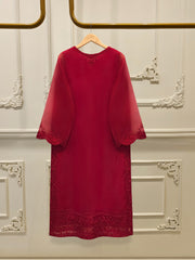 3 Piece - Pure Organza Embroidered Suit S112371