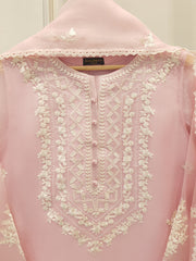 3 Piece - Pure Organza Embroidered Suit S112449