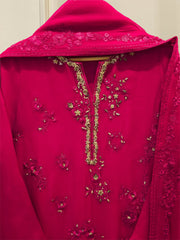 3 Piece - Pure Chiffon Embroidered Suit S112450