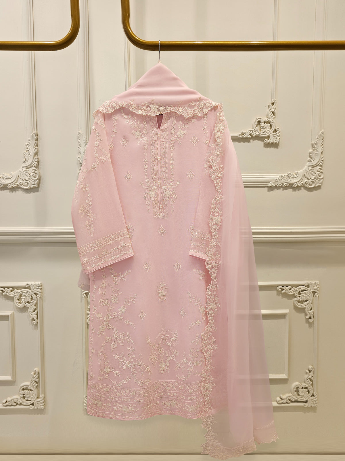 3 Piece - Pure Embroidered Cotton Net Suit S112441