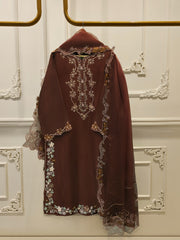 3 Piece-  Pure Embroidered Sheesha Silk Suit S112969