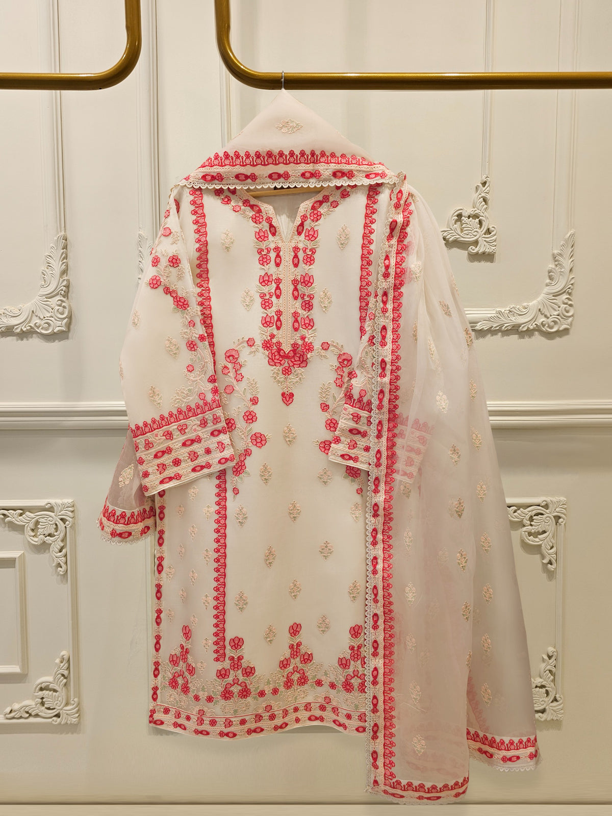 3 Piece - Pure Organza Embroidered Suit S113025 Main image