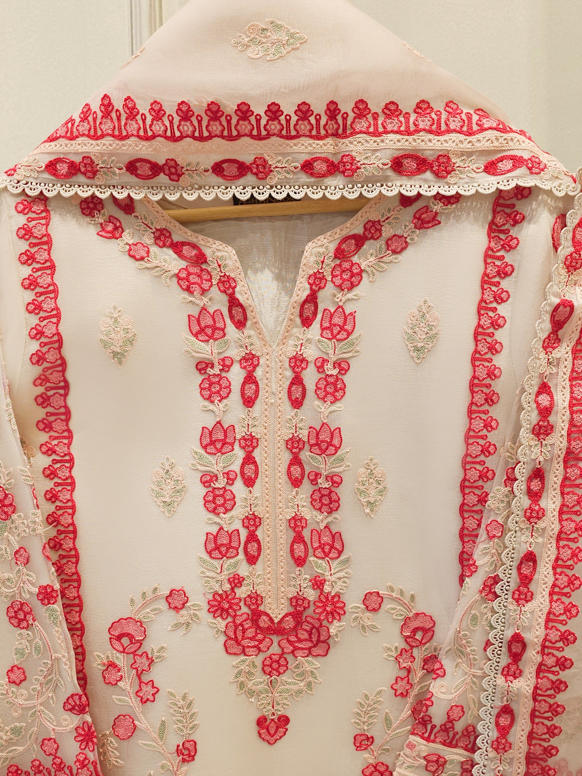 3 Piece - Pure Organza Embroidered Suit S113025 Secondary image