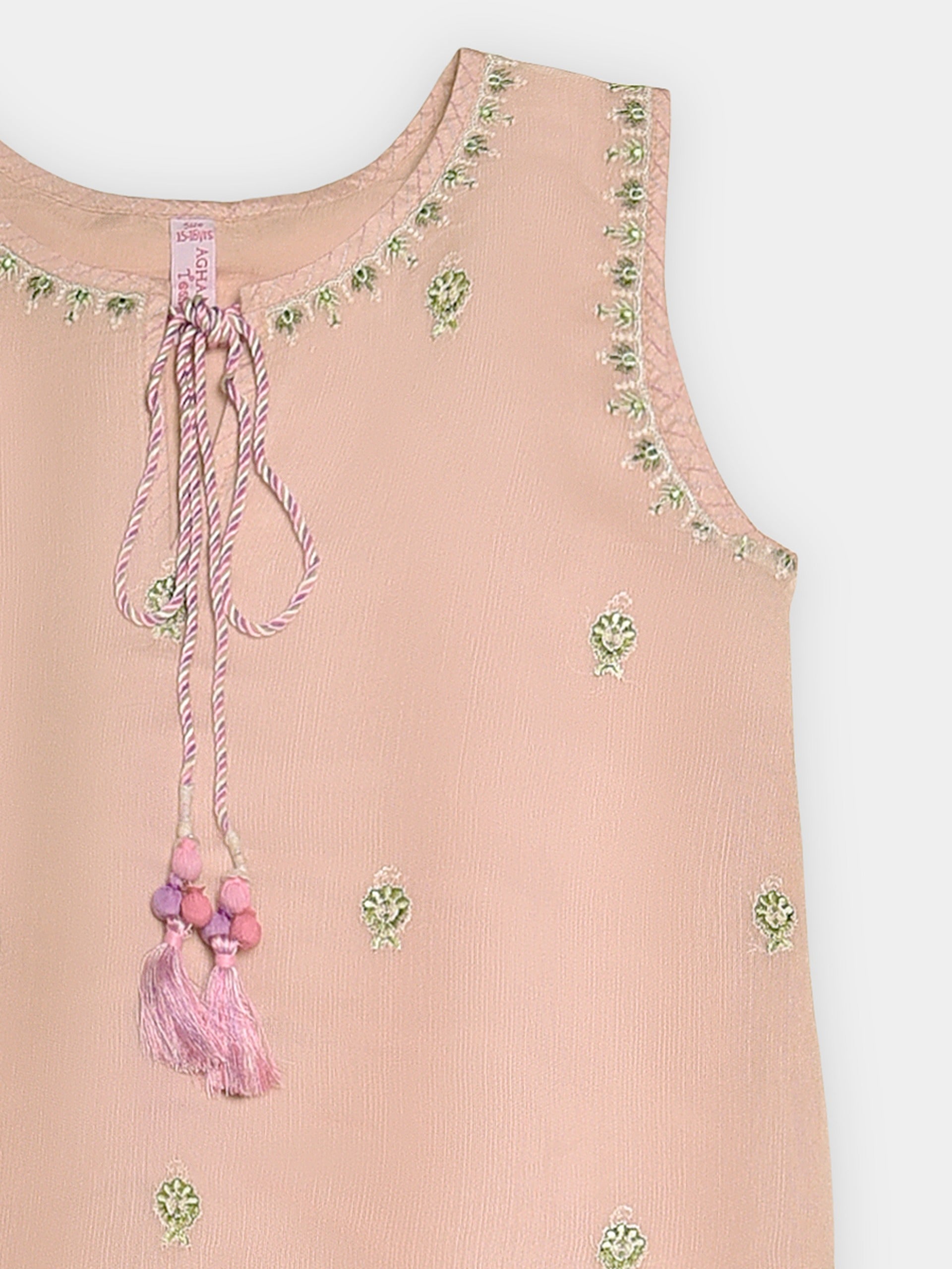 (Kids) 2 Piece - Embroidered Cotton Net Suit KD089 Secondary image