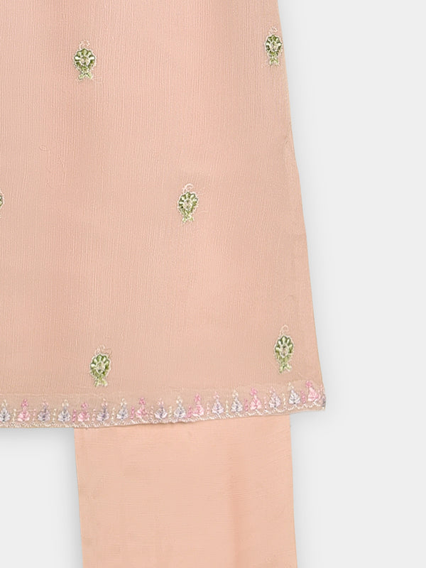 (Kids) 2 Piece - Embroidered Cotton Net Suit KD089
