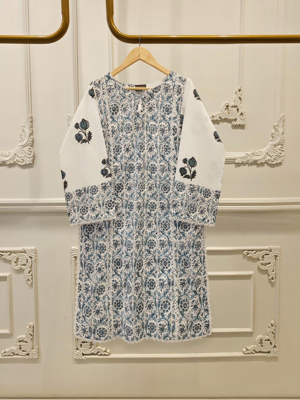 2 Piece - Hand Block Printed Kora Cotton Suit  S113050