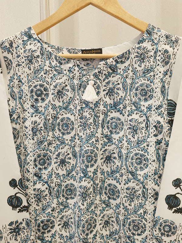 2 Piece - Hand Block Printed Kora Cotton Suit  S113050
