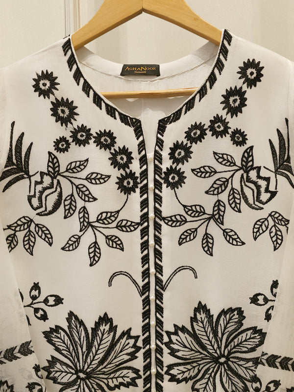 2 Piece - Pure Embroidered Cotton Net Suit S113127