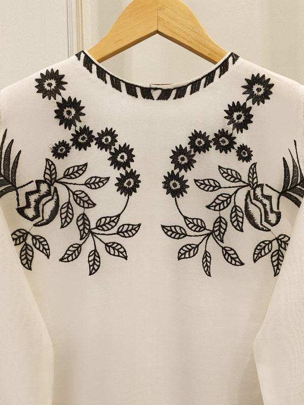 2 Piece - Pure Embroidered Cotton Net Suit S113127