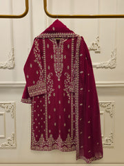 3 Piece - Embroidered Cambric Suit  S113166