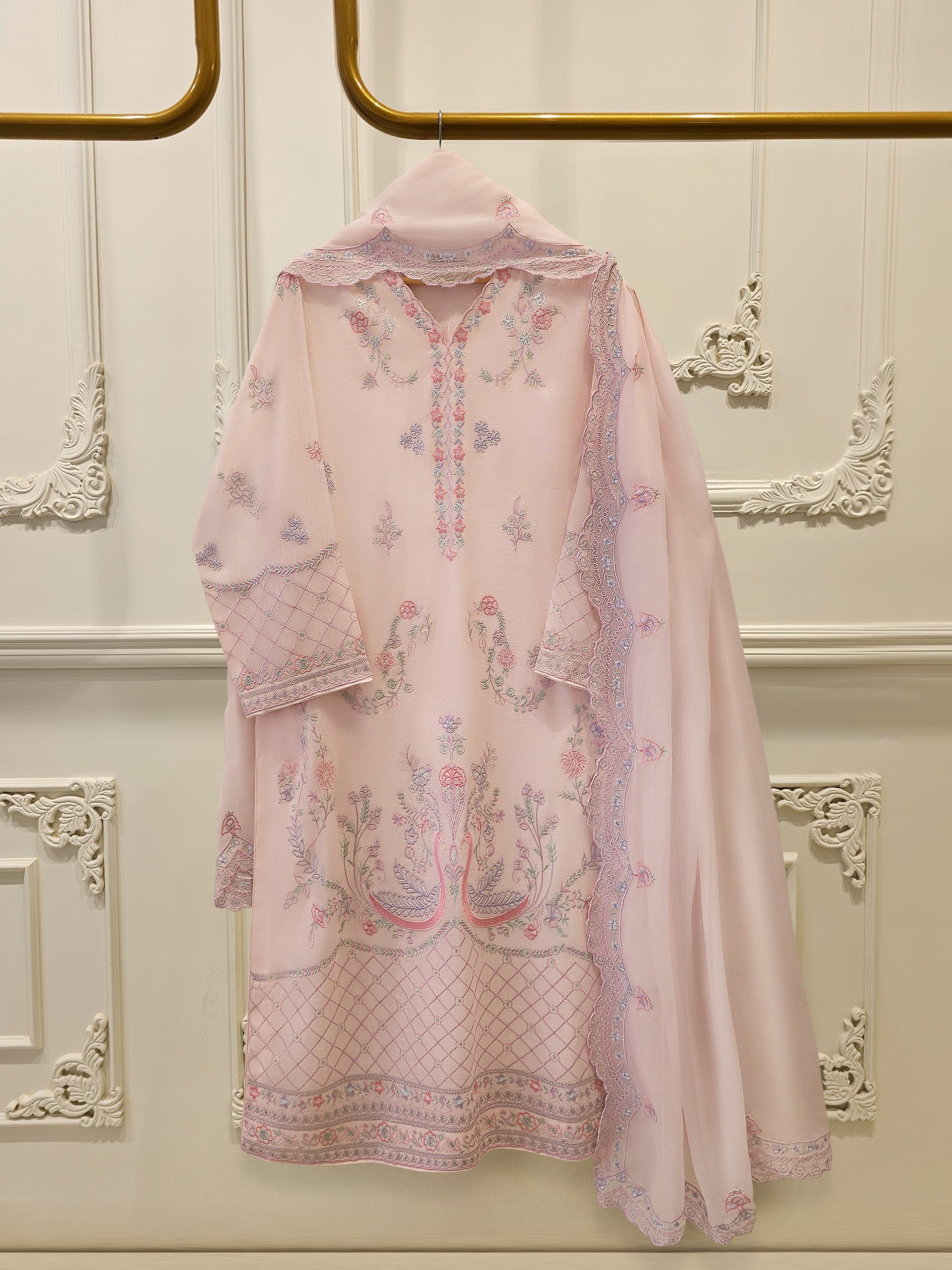 3 Piece - Pure Embroidered Cotton Net Suit S113165 Main image