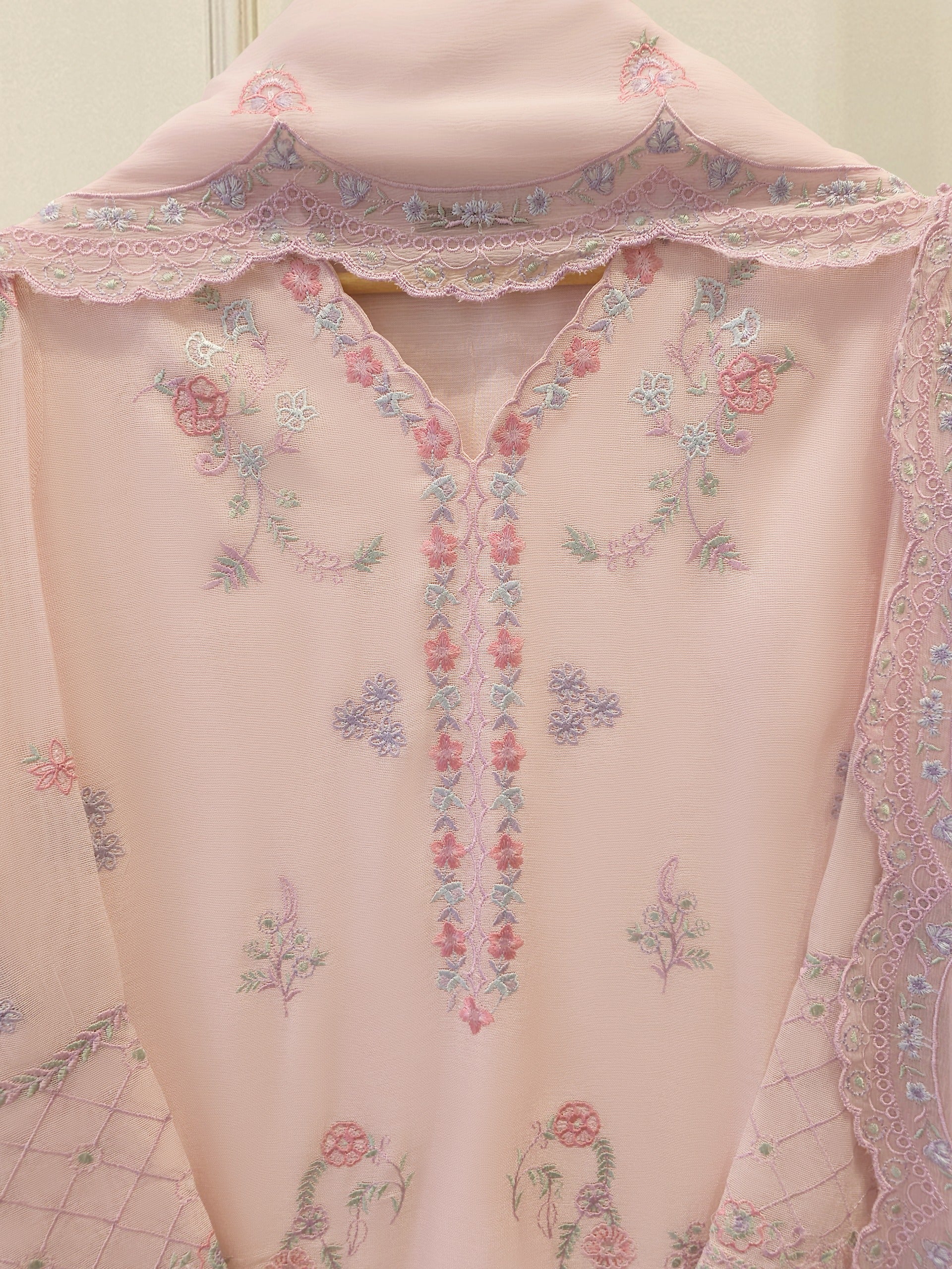 3 Piece - Pure Embroidered Cotton Net Suit S113165 Secondary image
