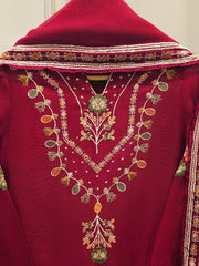 3 Piece - Pure Embroidered Cotton Net Suit S113279