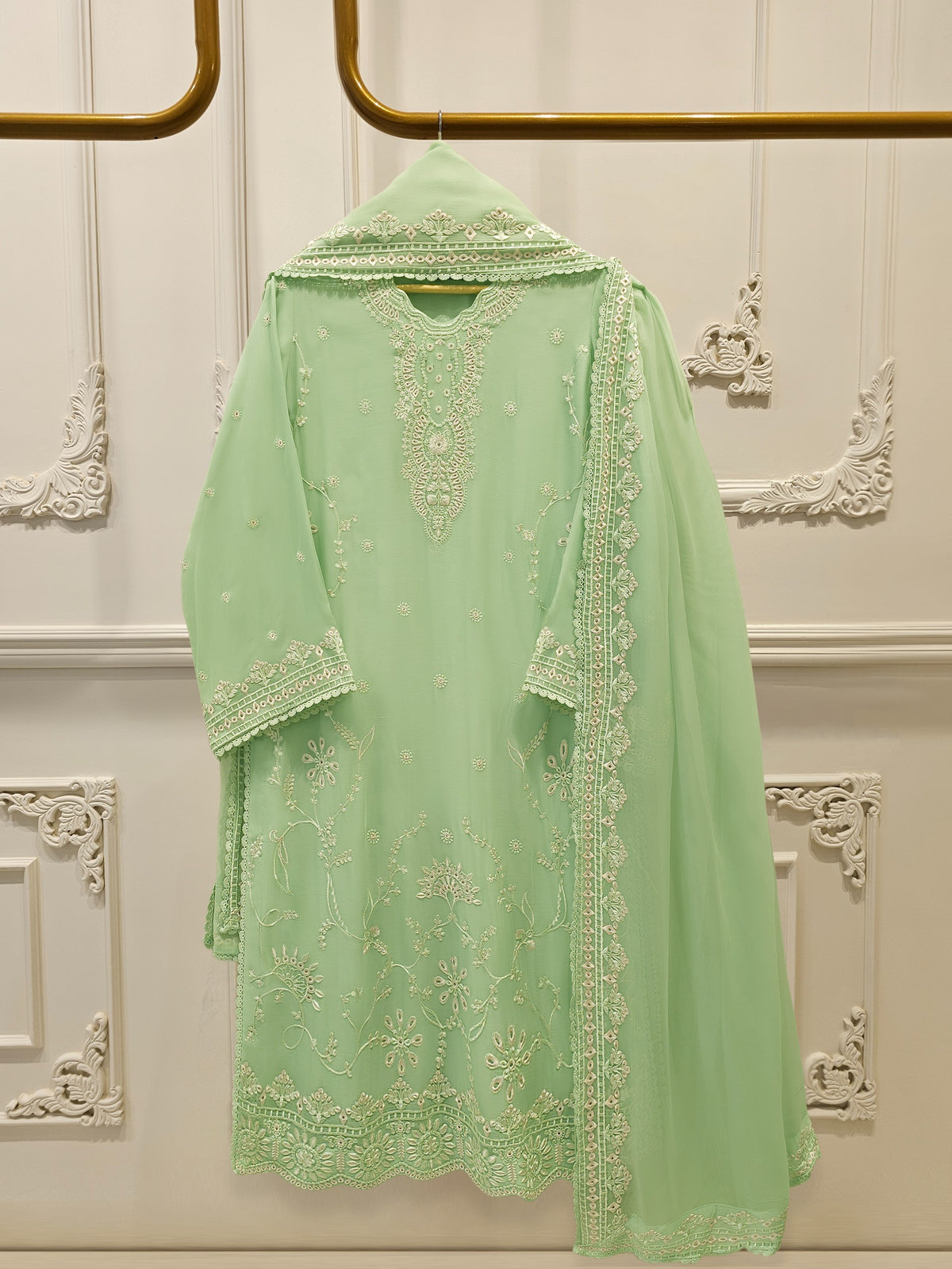 3 Piece - Pure Embroidered Chiffon Suit S113445