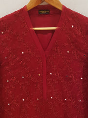 PURE CHIFFON HAND EMBROIDERED SHIRT AND PANTS S107104