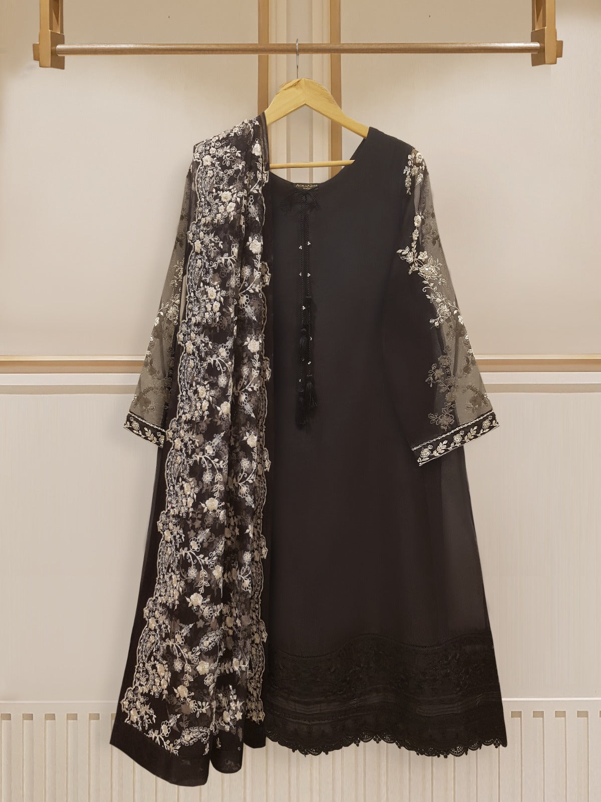 3 Piece - Pure Organza Embroidered Suit S108227
