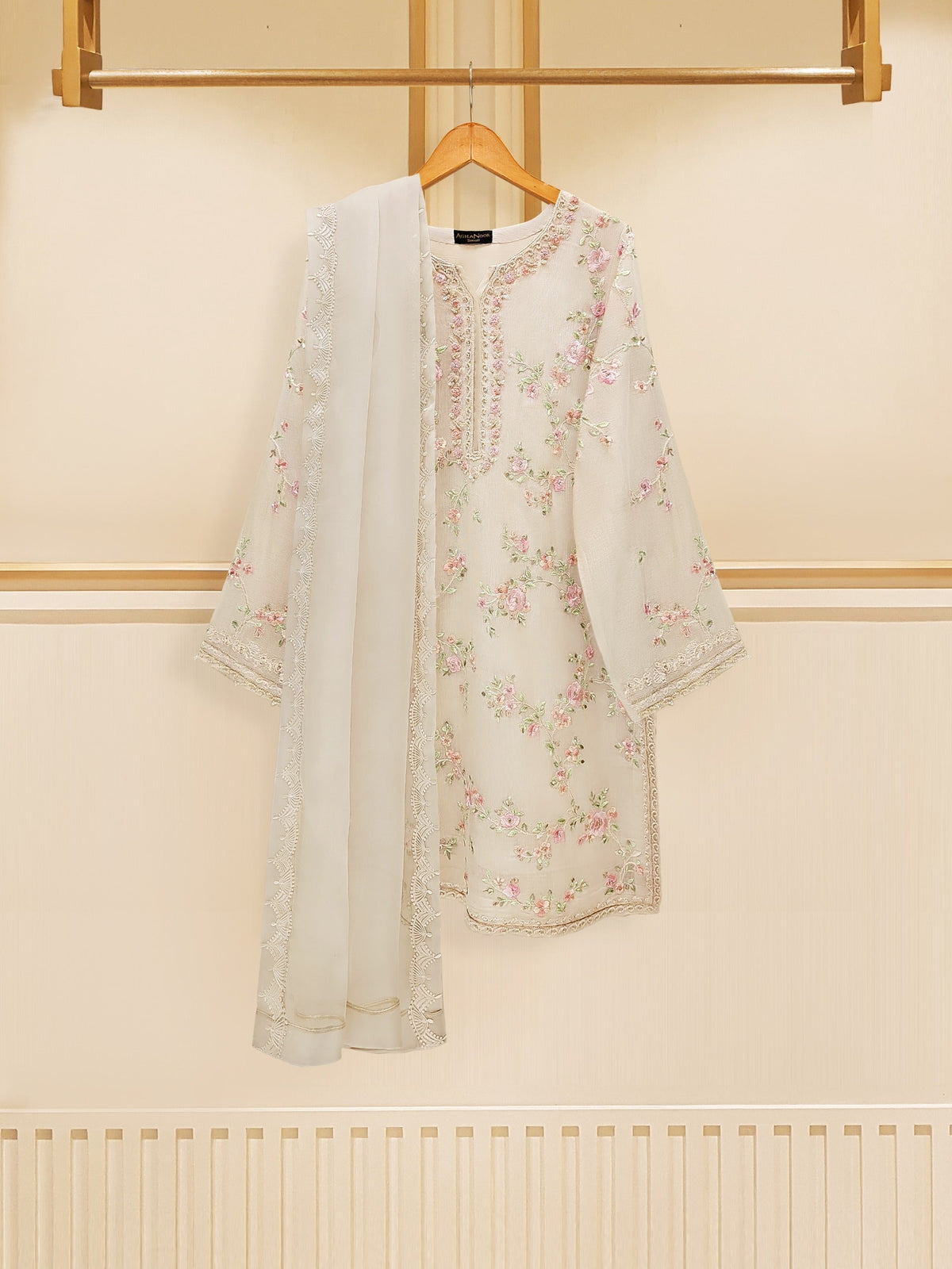 Pure Cotton Net Embroidered Shirt S109813