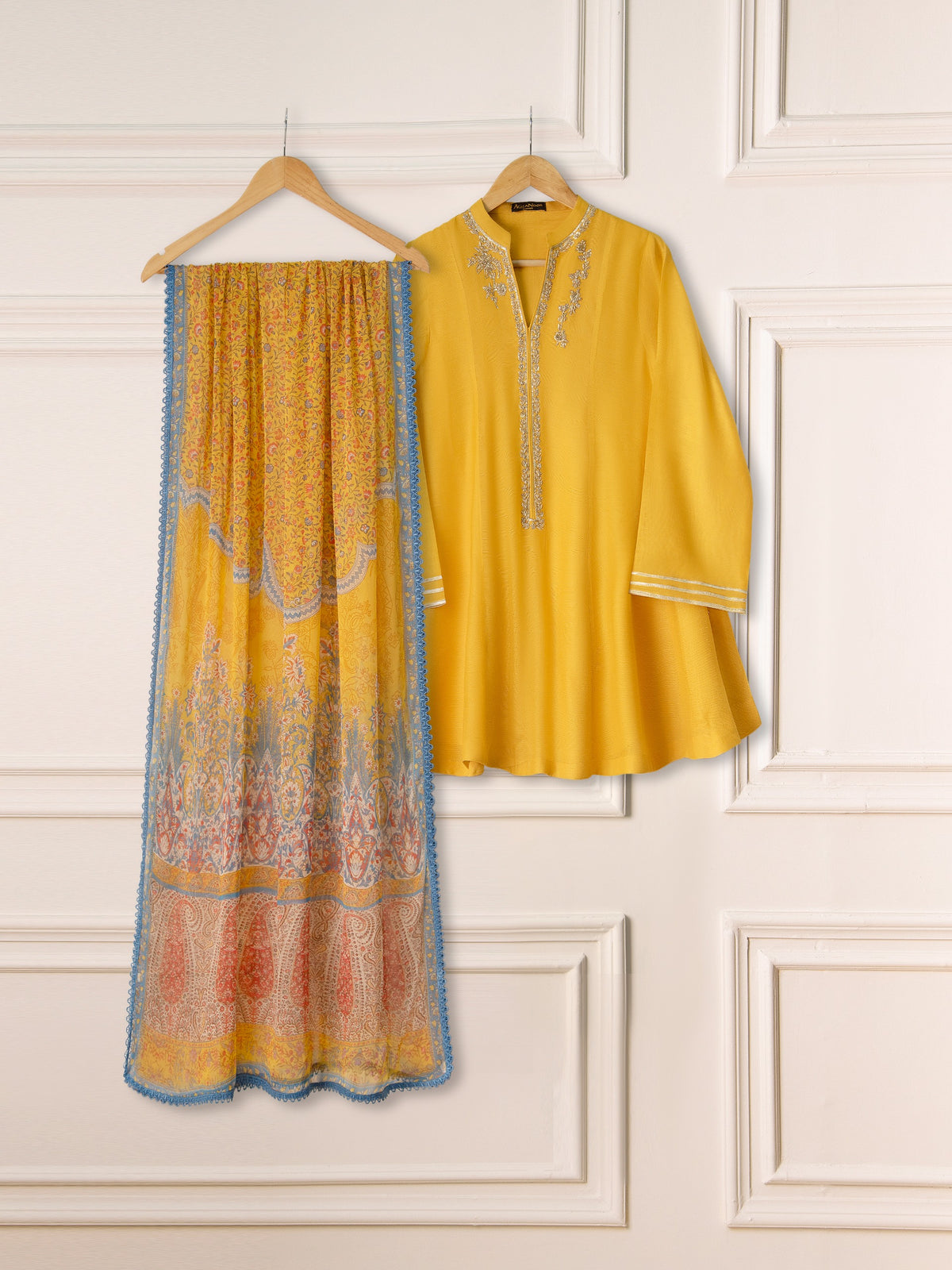 3 Piece - Pure Cotton Net Embroidered Suit S111234