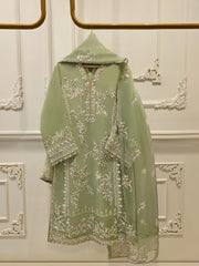 3 Piece - Pure Embroidered Organza Suit S111894