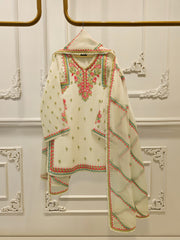 3 Piece - Pure Embroidered Cotton Net Suit S112187