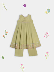 (Kids) 2 Piece - Embroidered Cambric Suit FKD-091