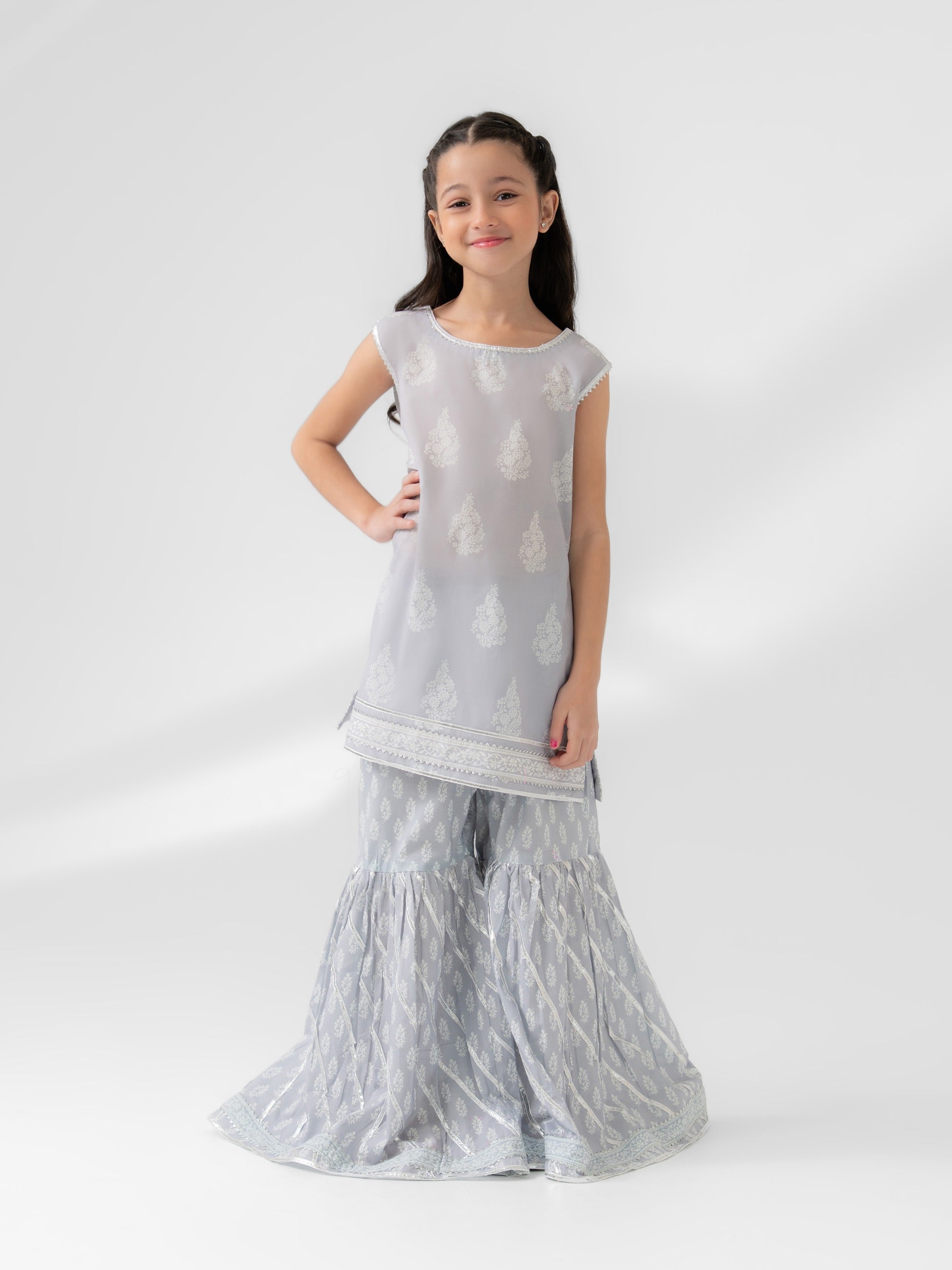(Kids) 2 Piece - Printed Lawn Suit KD-034 Main image