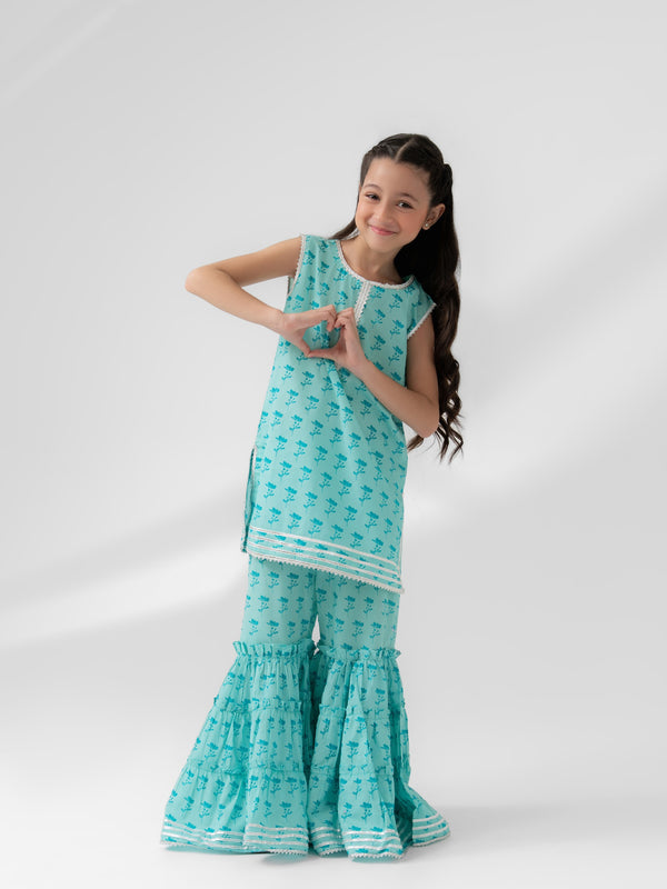 (Kids) 2 - Piece Printed Lawn Suit KD-035