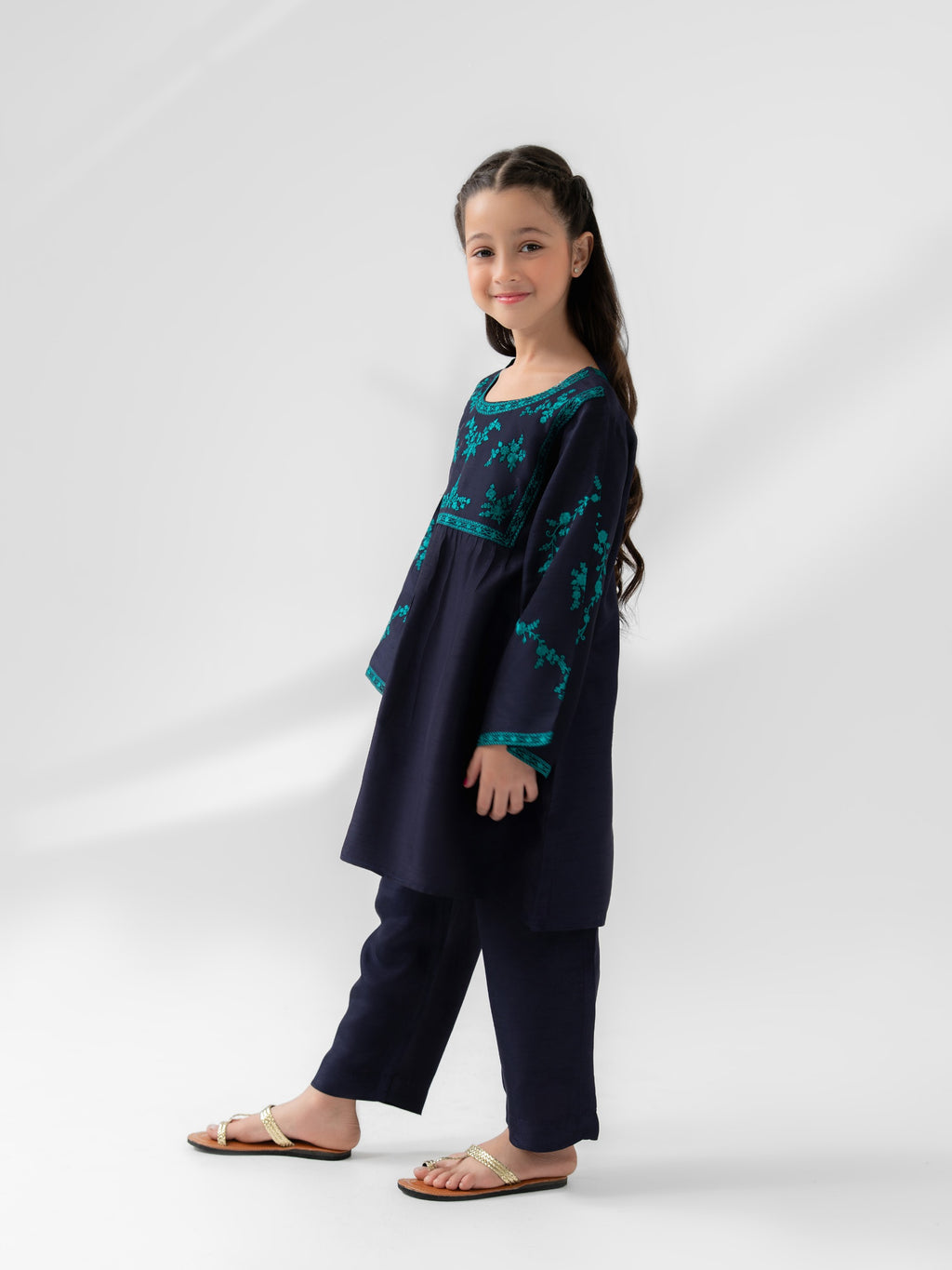 (Kids) Embroidered Korean Silk Shirt FKD-074 (Single Shirt)