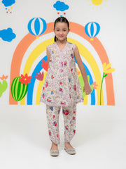 (Kids) - 2 Piece Digital Printed Lawn Suit FKD-040
