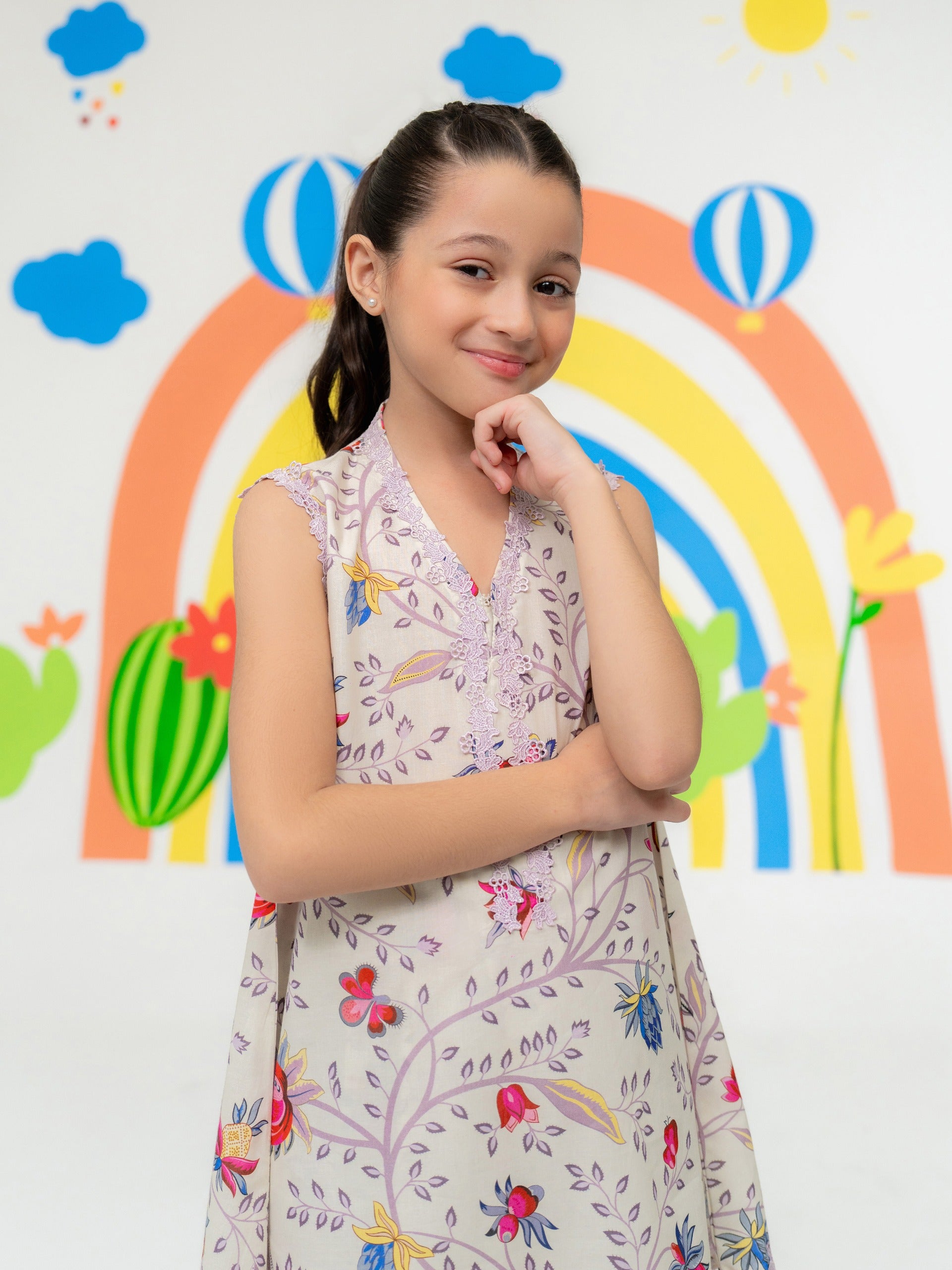 (Kids) - 2 Piece Digital Printed Lawn Suit FKD-040 Secondary image