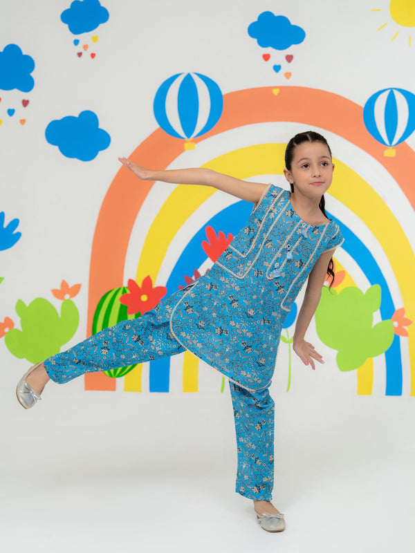 (Kids) - 2 Piece Digital Printed Lawn Suit FKD-066