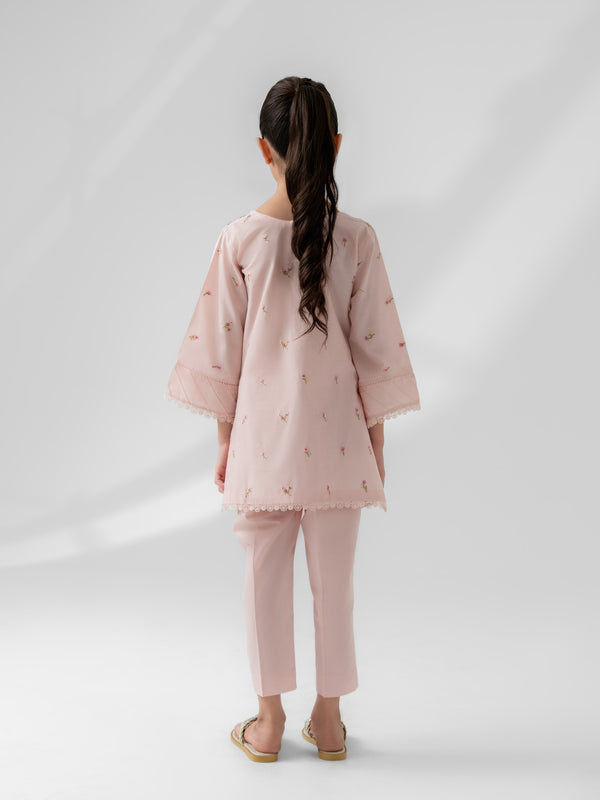 (Kids) 2 Piece - Embroidered Cambric Suit FKD-017
