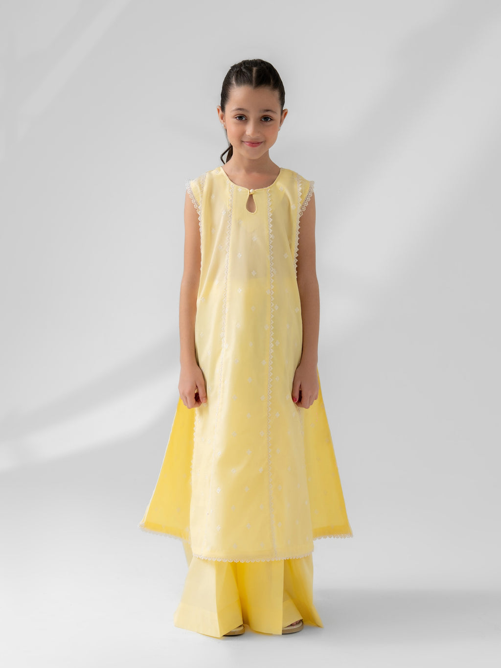 (Kids) 2 Piece - Embroidered Cambric Suit FKD-093
