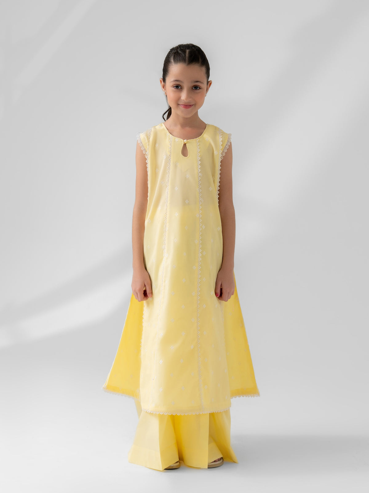 (Kids) 2 Piece - Embroidered Cambric Suit FKD-093