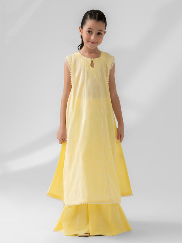 (Kids) 2 Piece - Embroidered Cambric Suit FKD-093